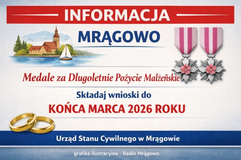 Medale za Długoletnie Pożycie Małżeńskie w Mrągowie – wnioski do końca marca 2026